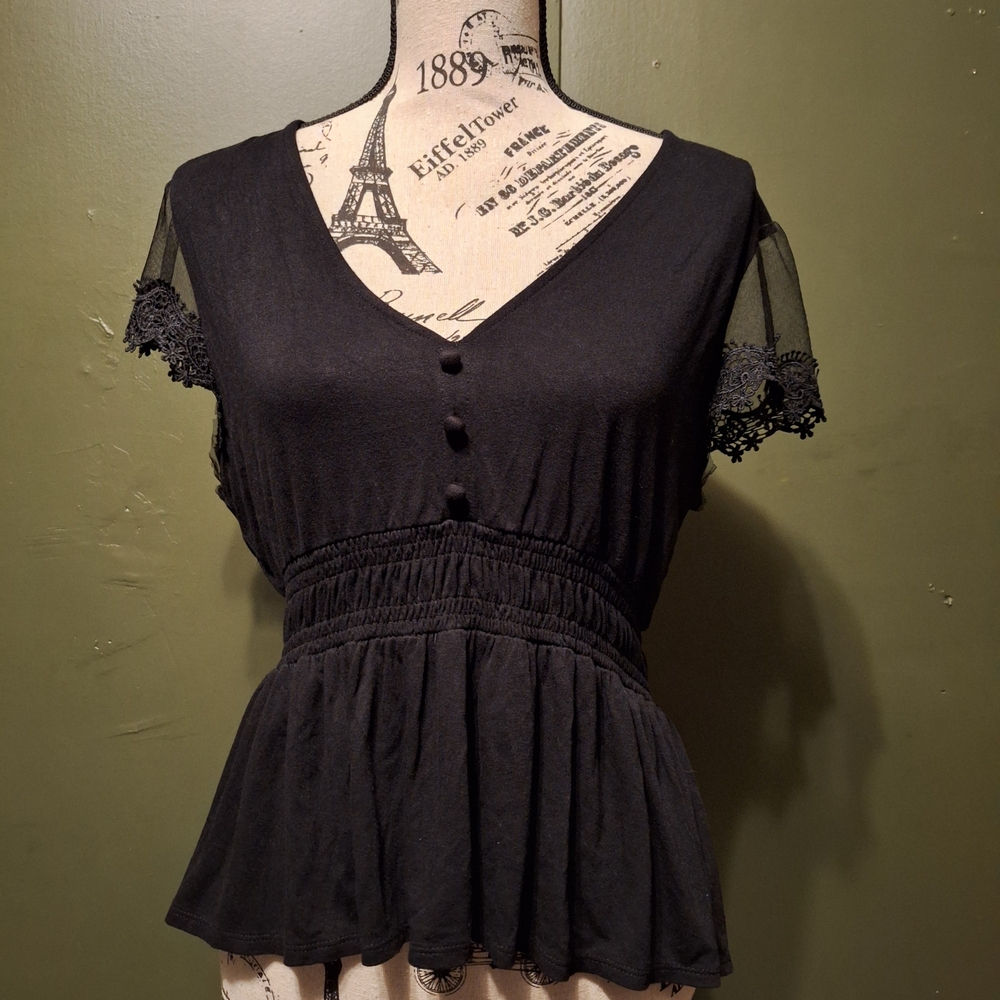 Willow Black Lace Accent Blouse